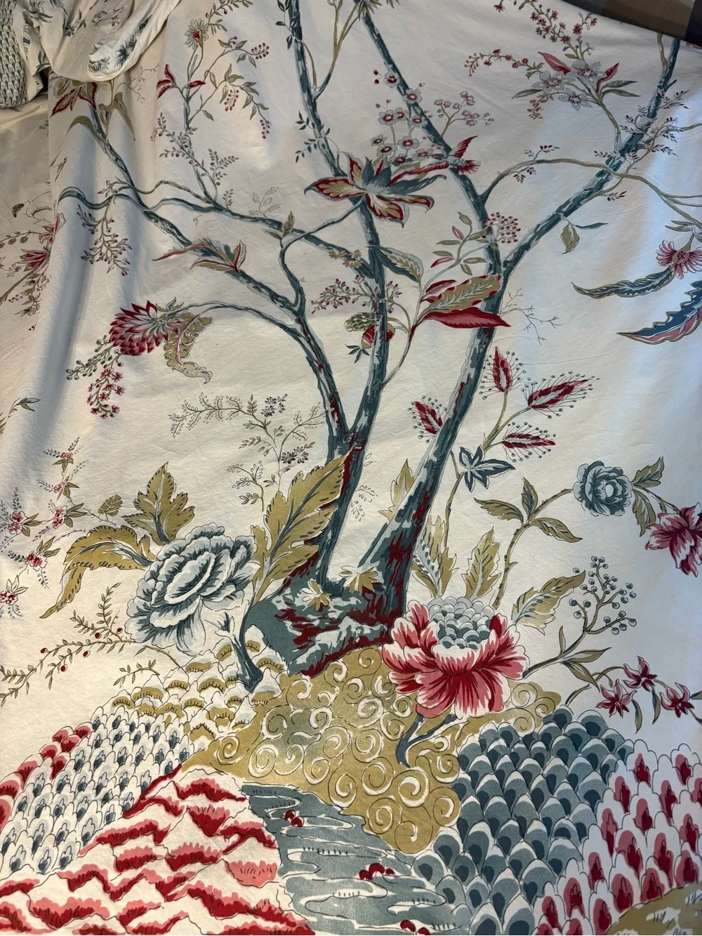 Pottery Barn King Duvet Cover 100% Cotton Italy Tree of Life Floral Bird Rare